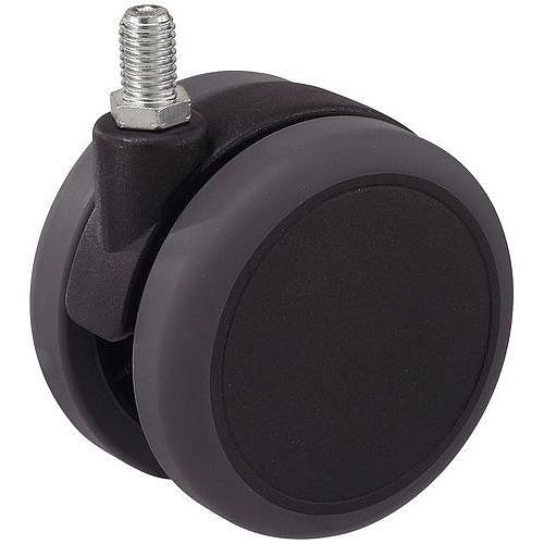 Otočné dvojité gumové kolo se závitem, průměr závitu 8 mm