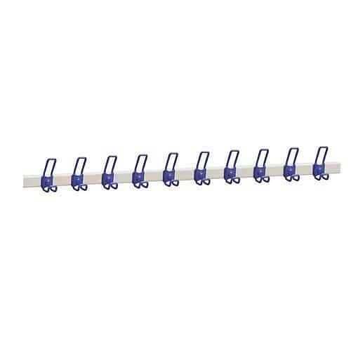 Nástěnný věšák 10 háčků, ocel, délka: 150 cm, modrý