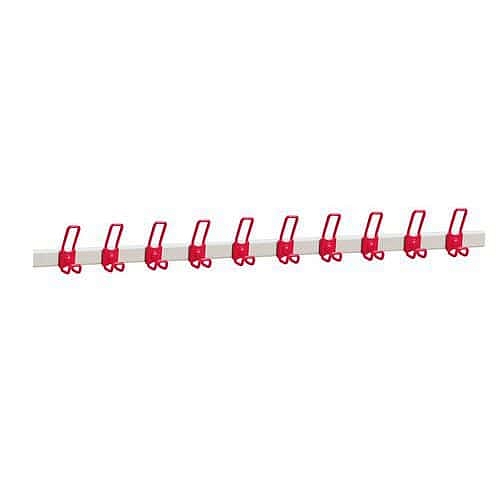 Nástěnný věšák 10 háčků, ocel, délka: 150 cm, červený