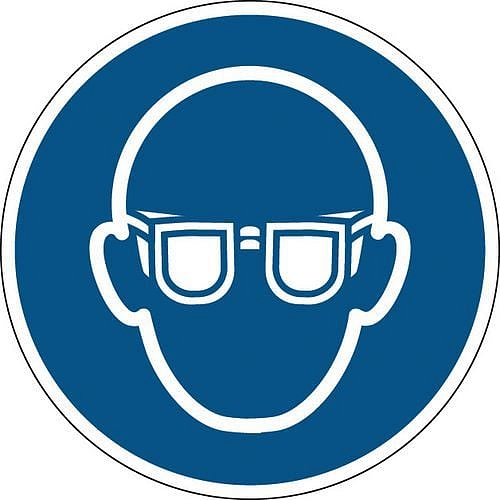 Příkazová bezpečnostní tabulka - Používej ochranné brýle, průměr 31,5 cm