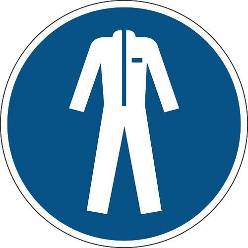 Kulatá povinná značka – Nutnost nosit ochranný oděv – pevná, pr. 10 cm