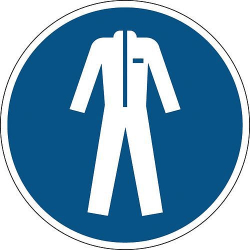 Kulatá povinná značka – Nutnost nosit ochranný oděv – pevná, pr. 20 cm