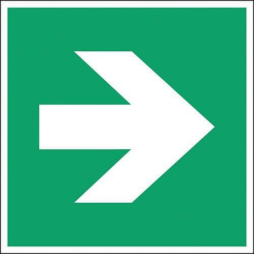 Čtvercová evakuační značka – Směrová šipka doprava – Fotoluminiscenční a pevná