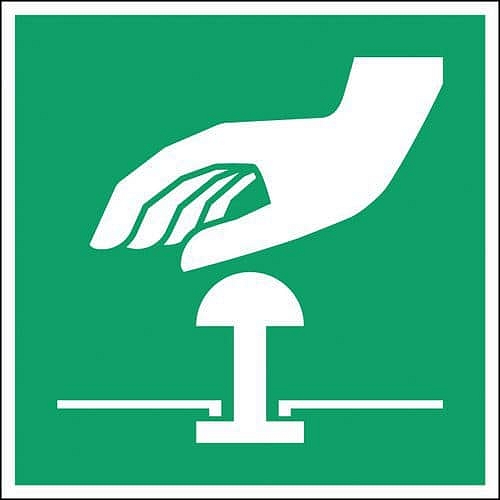 Evakuační značka – Tlačítko nouzového zastavení, 100 x 100, polypropylen