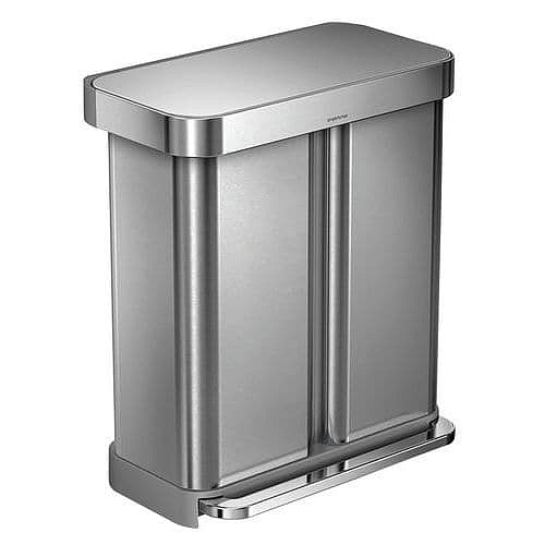 Odpadkový koš s nožním pedálem Recycler 24 a 34 l z nerezové oceli s kapsou na vložku