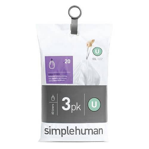 Pytle na odpadky bílé do odpadkových košů Pocket Liner 55 l (U) – Simplehuman