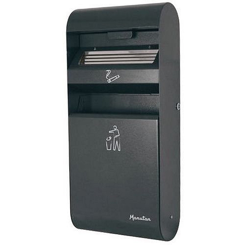 Kovový venkovní závěsný koš Manutan Expert s popelníkem, objem 14 l