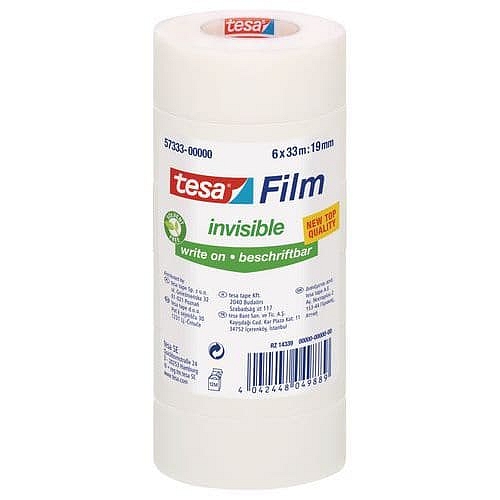 Lepicí páska Tesa Invisible, 19 mm x 33 m, transparentní, 6 ks