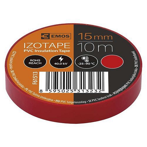 Elektroizolační PVC páska Emos, šířka 15 mm, 10 ks, červená