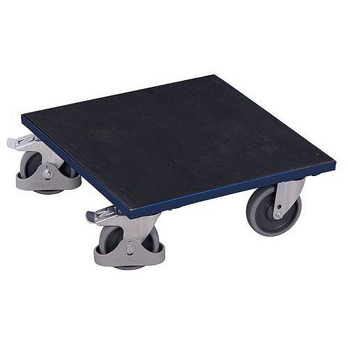 Transportní plošina s gumovým povrchem, do 400 kg, 50 x 50 x 18,5 cm, modrá