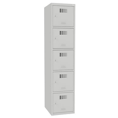 Svařovaná šatní skříň Lucas, 5 boxů, cylindrický zámek šedá/šedá