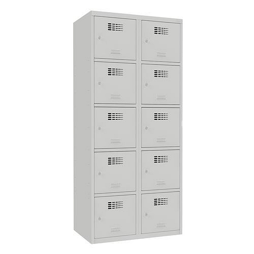 Svařovaná šatní skříň Samuel, 10 boxů, cylindrický zámek šedá/šedá