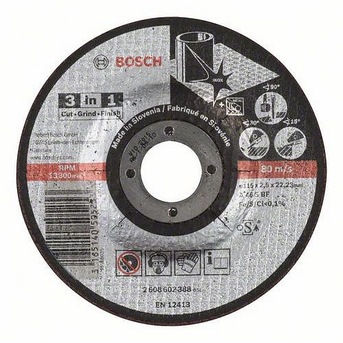 Bosch - Řezný kotouč 3 v 1 A 46 S BF, 115 mm, 2,5 mm, 25 BAL
