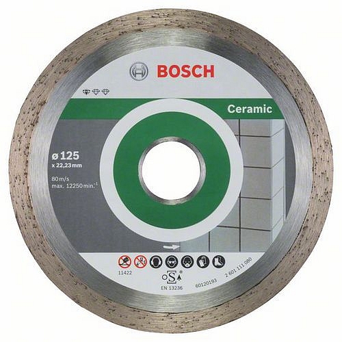 Bosch - Diamantový řezný kotouč Standard for Ceramic 125 x 22,23 x 1,6 x 7 mm, 10ks