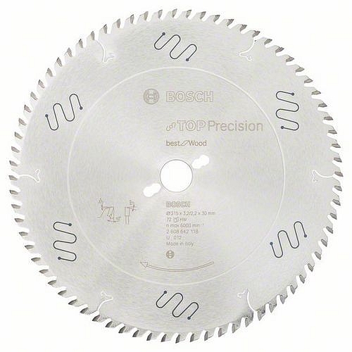 Bosch - Pilový kotouč do okružních pil Top Precision Best for Wood 315 x 30 x 3,2 mm, 72