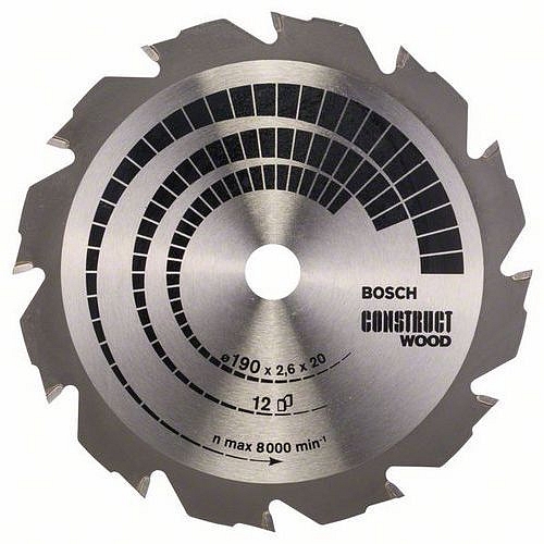 Bosch - Pilový kotouč Construct Wood 190 x 20/16 x 2,6 mm; 12
