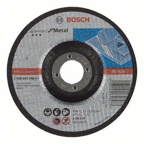 Bosch - Řezný kotouč profilovaný Standard for Metal A 30 S BF, 125 mm, 22,23 mm, 2,5 mm, 50 BAL