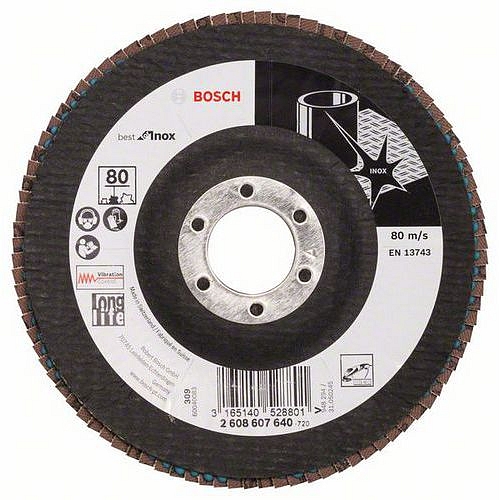 Bosch - Lamelový brusný kotouč X581, Best for Inox 125 mm, 22,23 mm, 80, 10 BAL