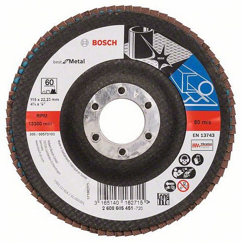 Bosch - Lamelový brusný kotouč X571, Best for Metal 115 mm, G60, lomený, 10 BAL