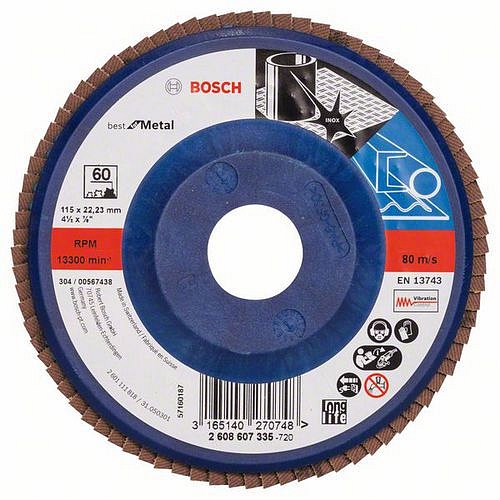 Bosch - Lamelový brusný kotouč X571, Best for Metal 115 mm, G60, rovný, 10 BAL