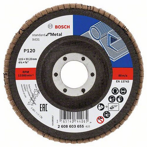 Bosch - Lamelový brusný kotouč X431, Standard for Metal 115 mm, 22,23 mm, 120, 10 BAL