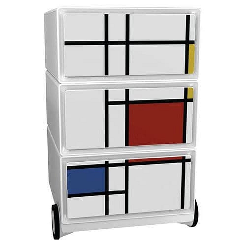 Mobilní kontejner Manutan Expert Easy Office, 3 zásuvky, 64,2 x 39 x 43,6 cm, čtverce