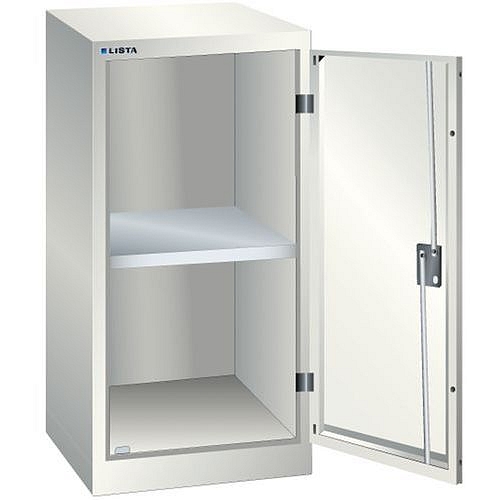 Dílenská skříň LISTA s policemi, 500x500x1000mm, 1 police, světle šedá