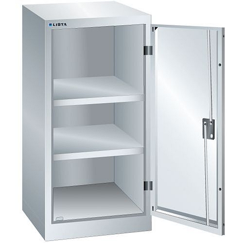 Dílenská skříň LISTA s policemi, 500x500x1000mm, 2 police, šedá