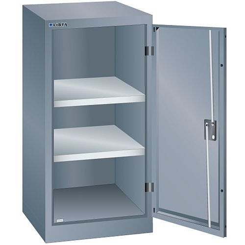 Dílenská skříň LISTA s policemi, 500x500x1000mm, 2 police,tmavě šedá