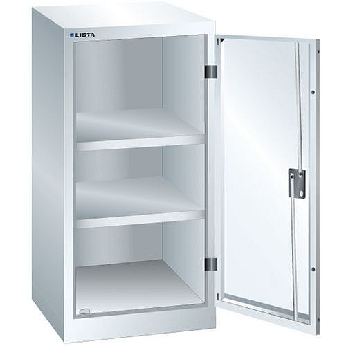 Dílenská skříň LISTA s policemi, 500x500x1000mm, 2 police, bílá