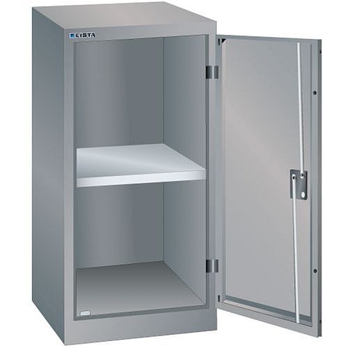 Dílenská skříň LISTA s policí, 500x580x1000mm, nosnost 60kg, šedá/stříbrná