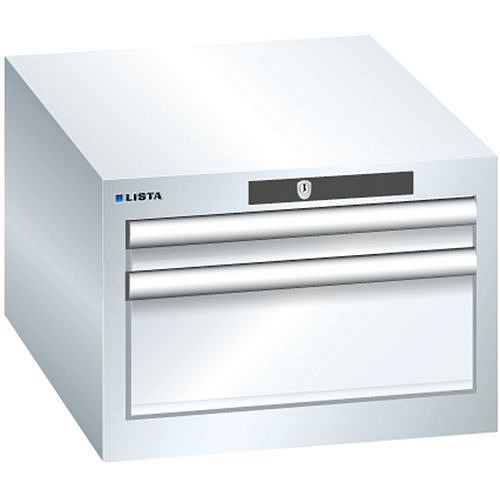 Dílenská zásuvková skřín Lista, 2 zásuvky - 1 x 50mm+ 1 x 150mm, bílá