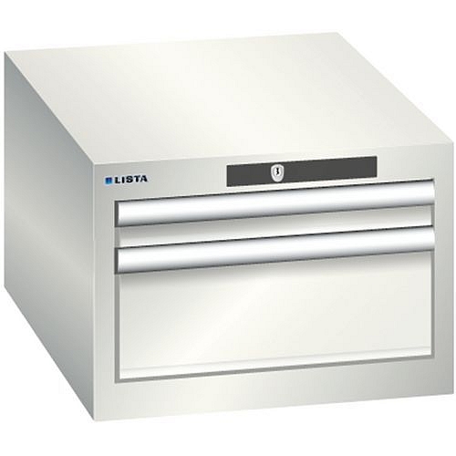 Dílenská zásuvková skřín Lista, 2 zásuvky - 1 x 50mm+ 1 x 150mm, světle šedá