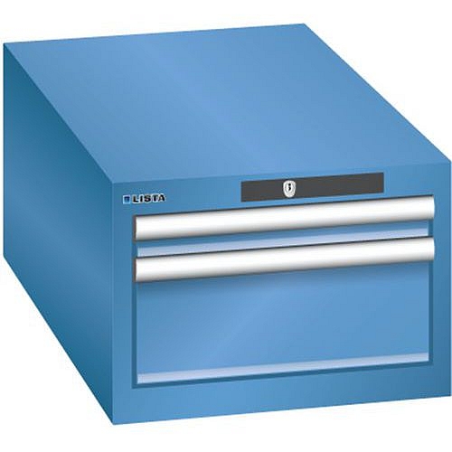 Dílenská zásuvková skříň Lista, 2 zásuvky: 1x50mm + 1x150mm, 411x725x283 mm, modrá