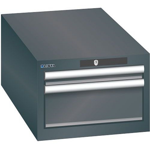 Dílenská zásuvková skříň Lista, 2 zásuvky: 1x50mm + 1x150mm, 411x725x283 mm, černá