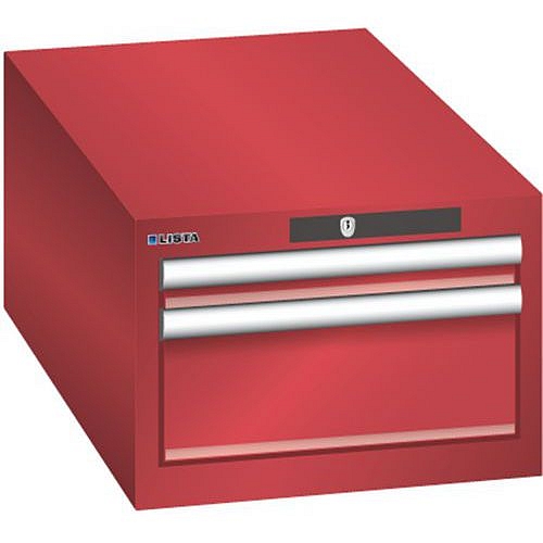 Dílenská zásuvková skříň Lista, 2 zásuvky: 1x50mm + 1x150mm, 411x725x283 mm, červená