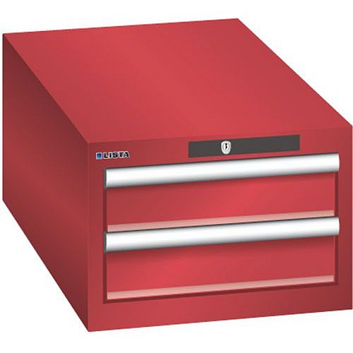 Dílenská zásuvková skříň Lista, 2 zásuvky: 2x100mm, 411x725x283 mm, červená
