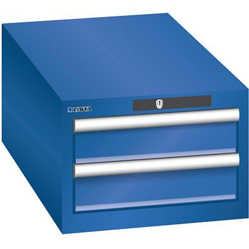 Dílenská zásuvková skříň Lista, 2 zásuvky: 2x100mm, 411x725x283 mm, fluorescentně modrá
