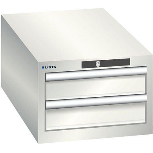 Dílenská zásuvková skříň Lista, 2 zásuvky: 2x100mm, 411x725x283 mm, světle šedá