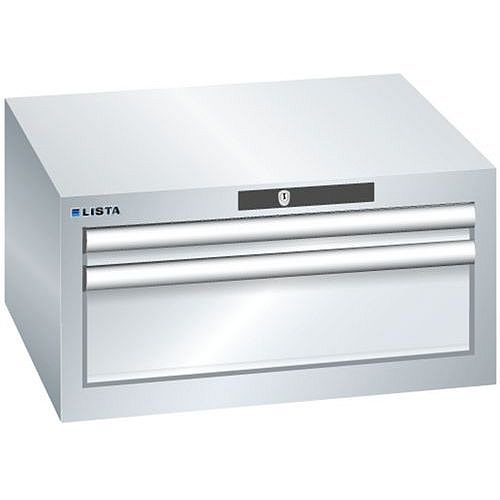 Dílenská zásuvková skříň Lista, 2 zásuvky: 1x 50 +1x 150 mm, šedá