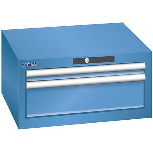 Dílenská zásuvková skříň Lista, 2 zásuvky: 1x 50 +1x 150 mm, modrá