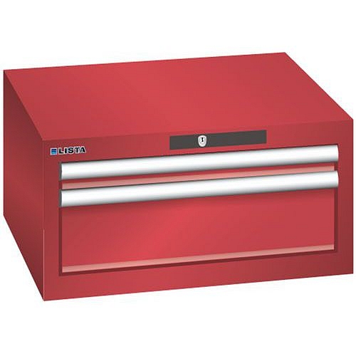 Dílenská zásuvková skříň Lista, 2 zásuvky: 1x 50 +1x 150 mm, červená