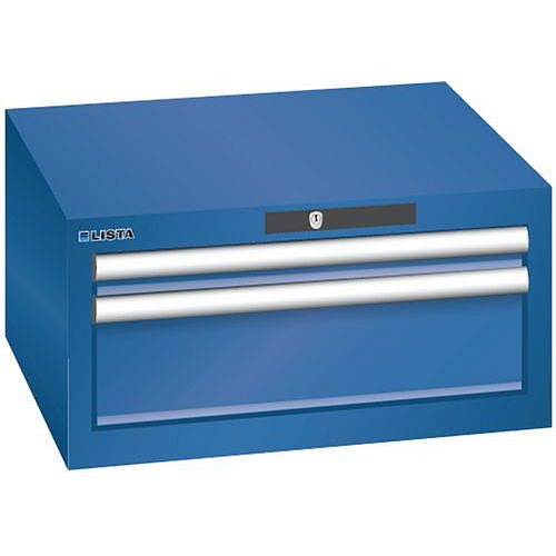 Dílenská zásuvková skříň Lista, 2 zásuvky: 1x 50 +1x 150 mm, tmavě modrá