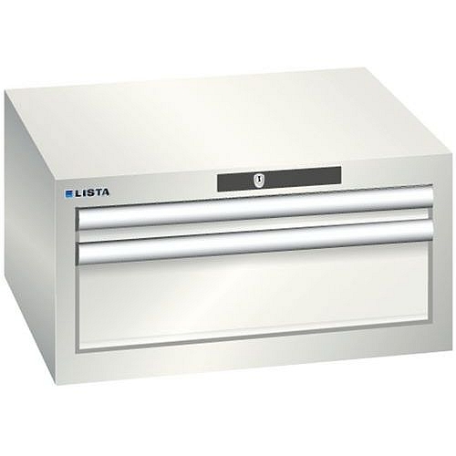 Dílenská zásuvková skříň Lista, 2 zásuvky: 1x50 + 1x 150mm, světle šedá