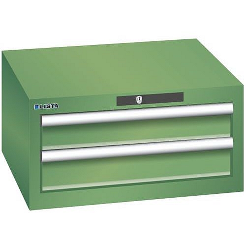 Dílenská zásuvková skříň Lista, 2 zásuvky: 2x 100 mm, zelená
