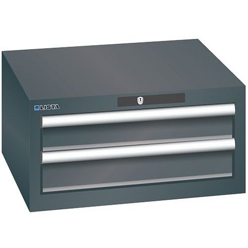 Dílenská zásuvková skříň Lista, 2 zásuvky: 2x 100 mm, černá
