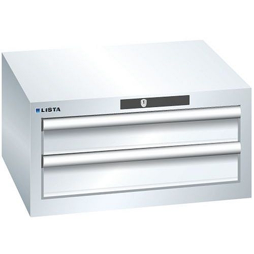 Dílenská zásuvková skříň Lista, 2 zásuvky: 2x 100 mm, bílá