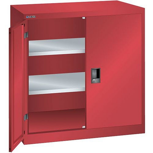Dílenská skříň LISTA s policemi, 1000x500x1000mm, plné dveře, červená