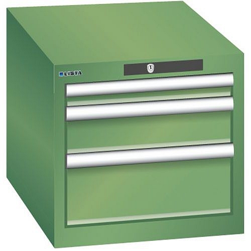 Dílenská zásuvková skřín Lista, 3 zásuvky - 1 x 50mm+ 1 x 100mm + 1x 150mm, zelená