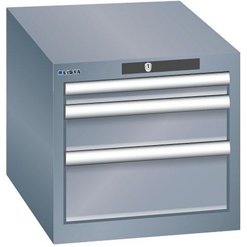 Dílenská zásuvková skřín Lista, 3 zásuvky - 1 x 50mm+ 1 x 100mm + 1x 150mm, tmavě šedá